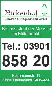 Banner mit Kontaktdaten von Birkenhof Senioren- und Pflegepension GmbH in Salzwedel